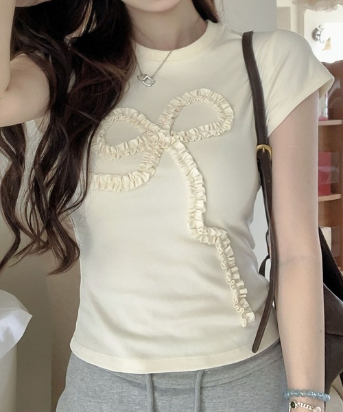 tシャツ ギャザーリボンワンピース レディース tシャツ ギャザーリボンミニTシャツ レディース : ZOZOTOWN