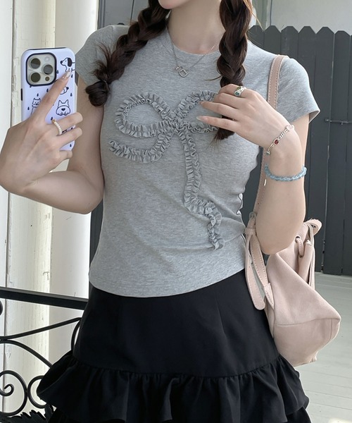 tシャツ ギャザーリボンミニTシャツ レディース : ZOZOTOWN
