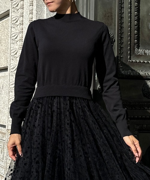 ワンピース チュールドッキングニットワンピース : ZOZOTOWN Yahoo!店