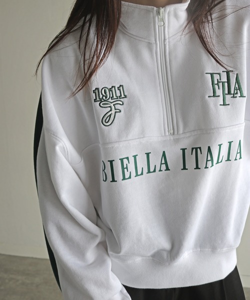 トレーナー スウェット FILA サイドラインクロップドハーフジップスウェット レディース FILA トレーナー スウェット サイドラインクロップドハーフ