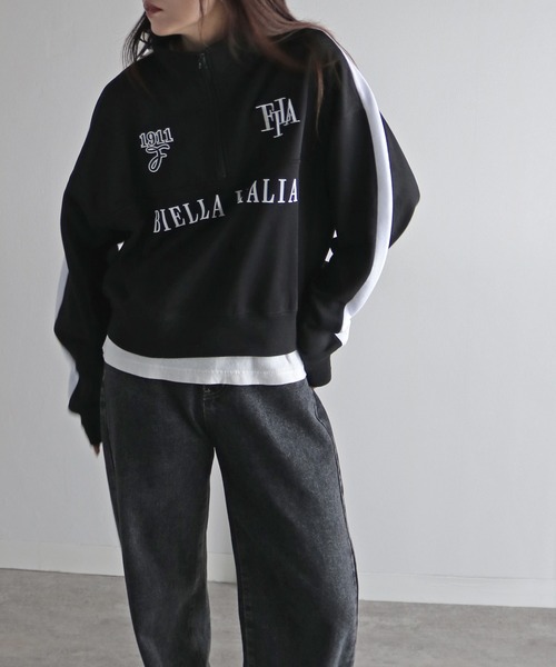 FILA トレーナー スウェット サイドラインクロップドハーフ