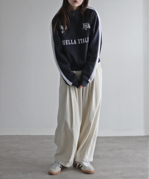 トレーナー スウェット FILA サイドラインクロップドハーフジップスウェット レディース FILA トレーナー スウェット サイドラインクロップドハーフ