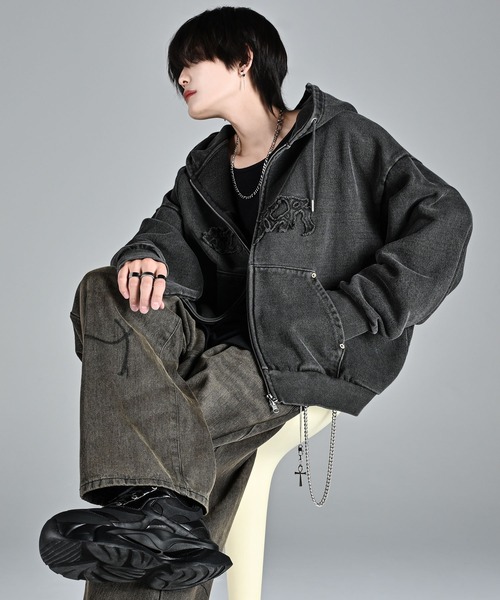 パーカー heavy weight logo semi short vintage double zip parker/ヘビーウェイトロゴセミショート | ADRER | 14