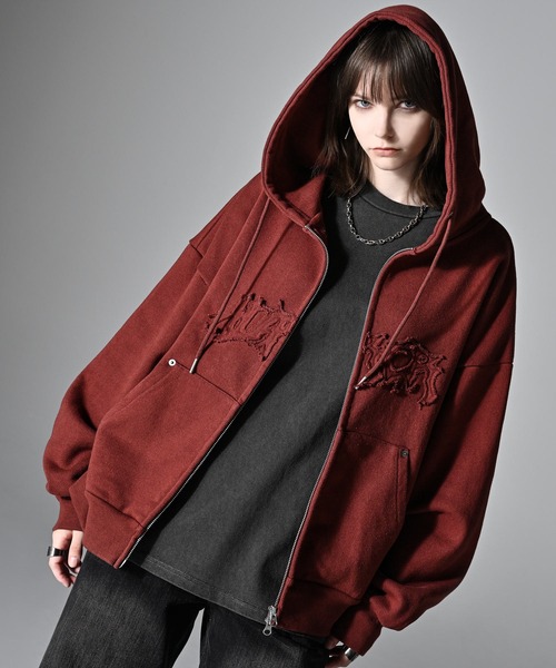 パーカー heavy weight logo semi short vintage double zip parker/ヘビーウェイトロゴセミショート | ADRER | 16