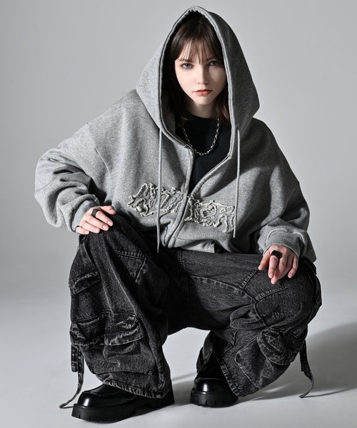 パーカー heavy weight logo semi short vintage double zip parker/ヘビーウェイトロゴセミショート | ADRER | 11