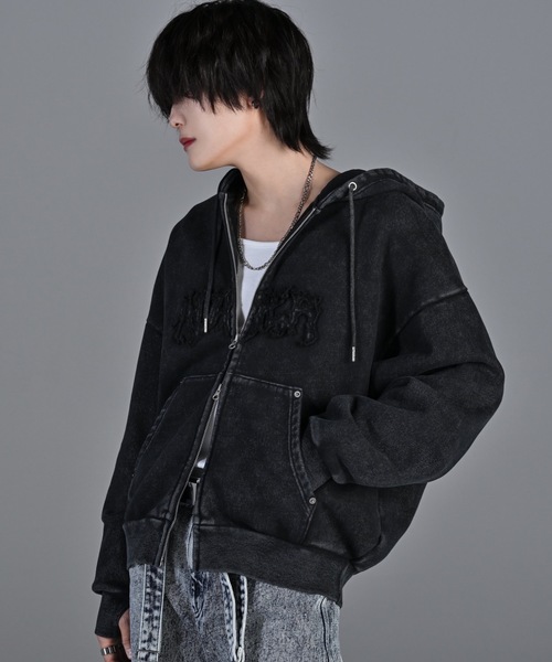 パーカー heavy weight logo semi short vintage double zip parker/ヘビーウェイトロゴセミショート | ADRER | 07