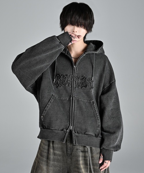 パーカー heavy weight logo semi short vintage double zip parker/ヘビーウェイトロゴセミショート | ADRER | 13