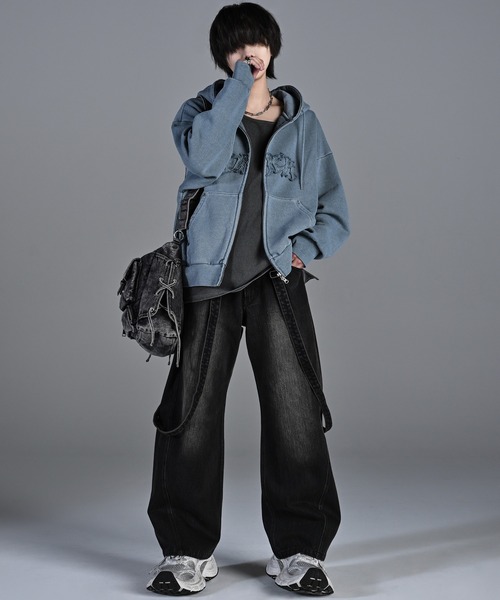 パーカー heavy weight logo semi short vintage double zip parker/ヘビーウェイトロゴセミショート | ADRER | 19
