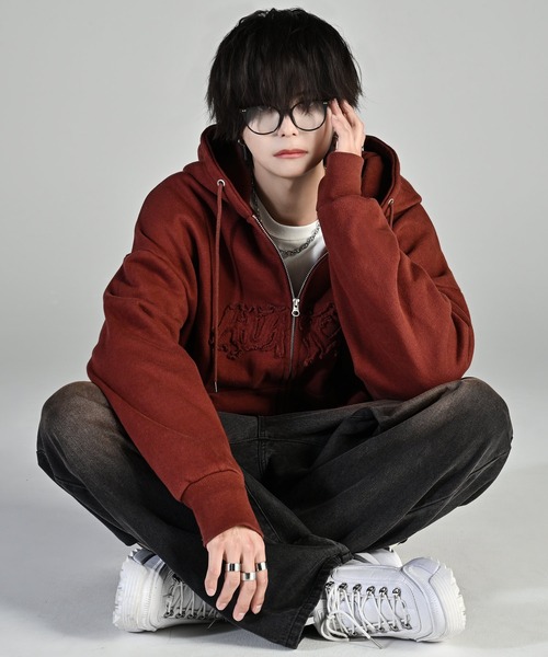パーカー heavy weight logo semi short vintage double zip parker/ヘビーウェイトロゴセミショート | ADRER | 17