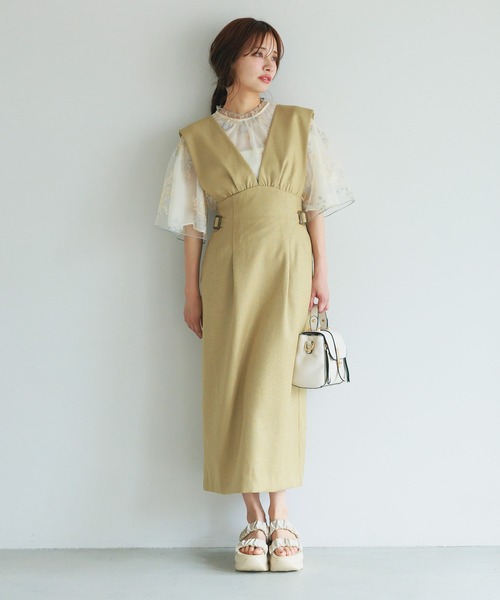 花柄刺繍フレアスリーブ長袖トップス Sawa a la mode レディース トップス ブラウス シャツ 白