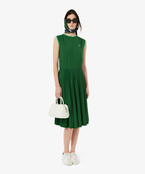 LACOSTE（ラコステ） ワンピース ジャカードトリムノースリーブドレス