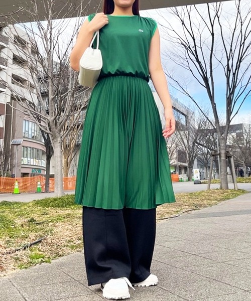 ラコステ　ノースリーブワンピース LACOSTE（ラコステ） ワンピース ジャカードトリムノースリーブドレス