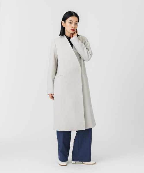 UNITED TOKYO ノーカラーコート グレー M フォロー割開催中】UNITED TOKYO ノーカラーコート グレー M