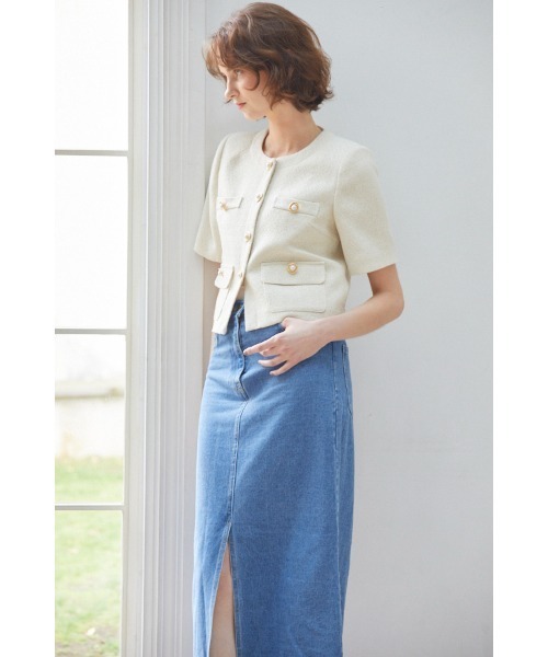 Estella.K エステラケー　ノーカラーサマーツイードJK Estella.K ジャケット ノーカラージャケット Gigi Tweed Little