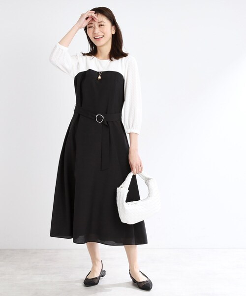 はち❣️新品 リフレクト 洗えるワンピース セットアップ ワンピース 洗える】プリーツデザインワンピース（ミドルワンピース