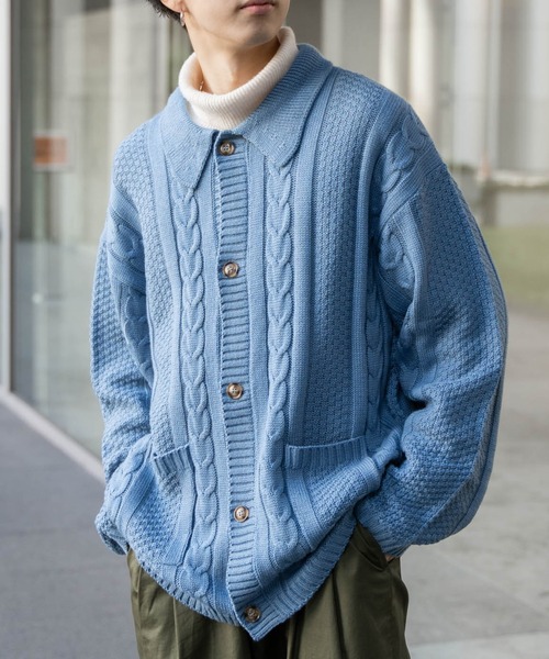 「ONCILY」 ニットカーディガン MEDIUM ライトブラウン メンズ_画像2