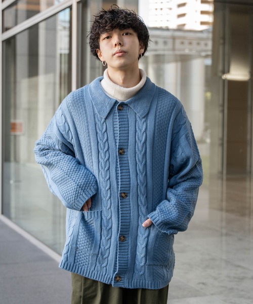 「ONCILY」 ニットカーディガン MEDIUM ライトブラウン メンズ_画像8