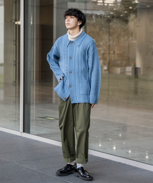 「ONCILY」 ニットカーディガン MEDIUM ライトブラウン メンズ_画像9