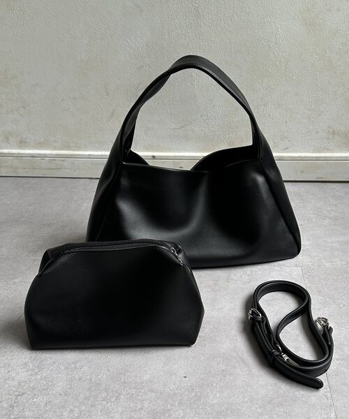 Thevon ボストンバッグ ポーチ付きワンハンドル2WAYバッグ