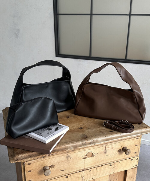 Thevon ボストンバッグ ポーチ付きワンハンドル2WAYバッグ