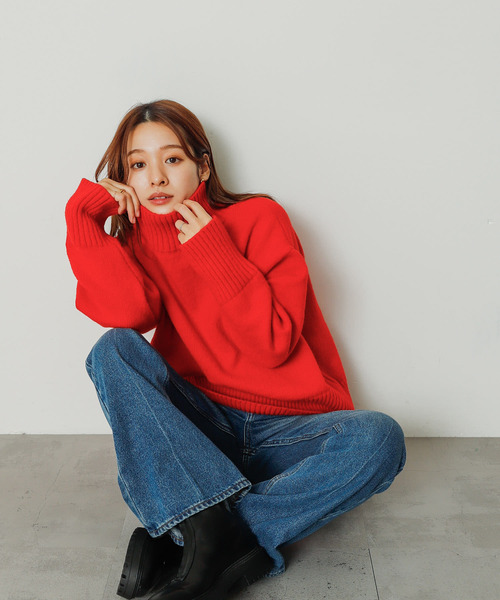 SENSE OF PLACE by URBAN RESEARCH 長袖ニット ONE レッド レディース