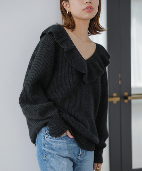 「La TOTALITE」 Vネックニット FREE グリーン レディース_画像2