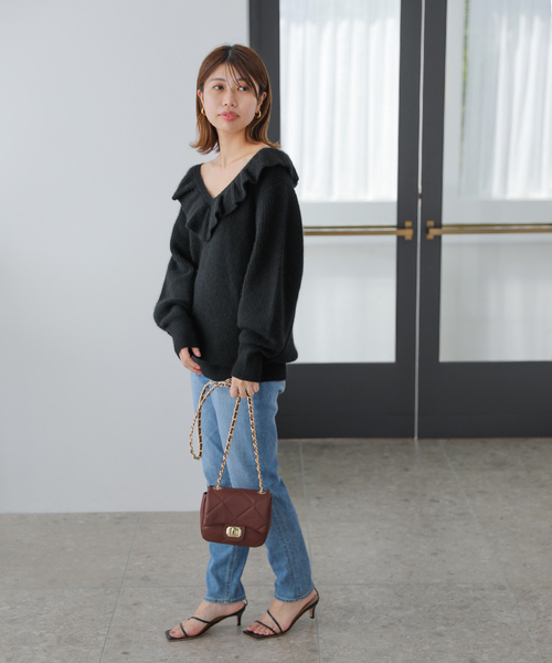 「La TOTALITE」 Vネックニット FREE グリーン レディース_画像5