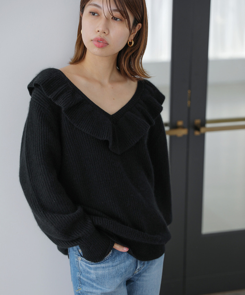 「La TOTALITE」 Vネックニット FREE グリーン レディース_画像7