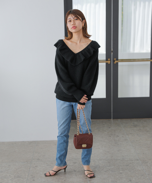 「La TOTALITE」 Vネックニット FREE グリーン レディース_画像9