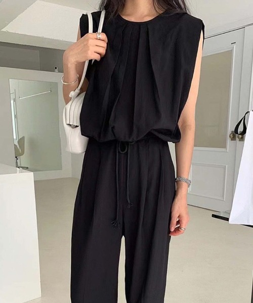 ノースリーブブラウスパンツセット セットアップ ノースリーブブラウスとワイドパンツ セットアップ