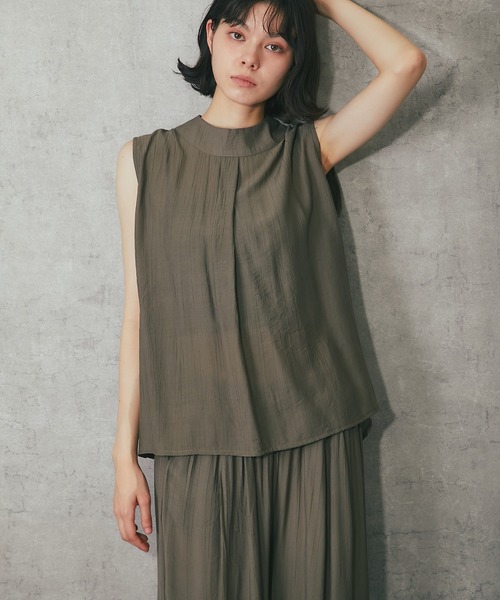 「SMILE ORCHID」 ノースリーブブラウス S グレー レディース SMILE ORCHID セットアップ ノースリーブブラウス＆ワイドパンツ