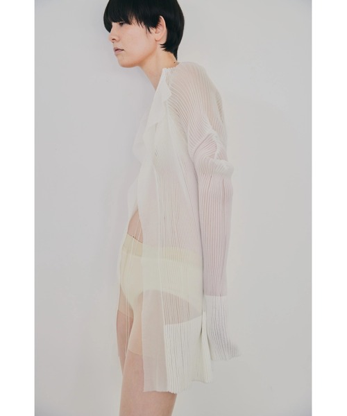 ニット セーター 「Abor」3D Sleeve Sheer Cardigan/3Dスリーブシアーカーディガン レディース