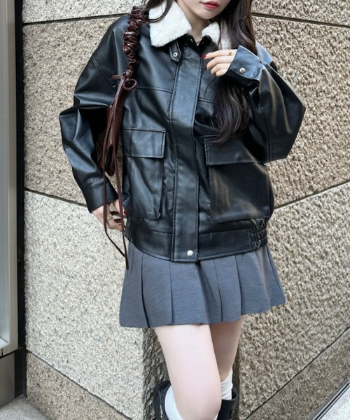 Ada. ブルゾン アウター 「360度 大人カワイイ」取り外し可能 ボア襟