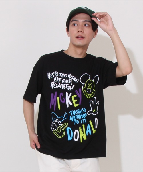 Disney tシャツ 「綿100％」親子お揃い ディズニー 発泡ネオン