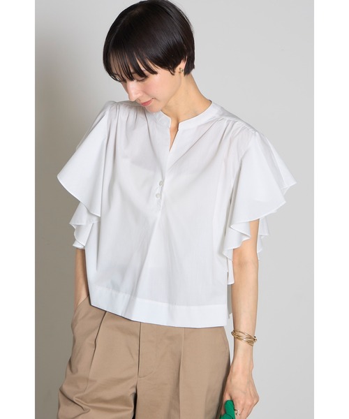 フリル使いノーカラーブラウス &. NOSTALGIA（ノスタルジア） ブラウス シャツ ノーカラーラッフル
