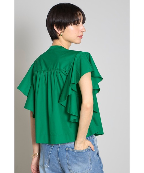 &. NOSTALGIA（ノスタルジア） ブラウス シャツ ノーカラーラッフル