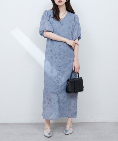 限定商品!!【HOBBS】可憐レディに♪小花柄Vネックワンピース レディース Vネック花柄ウエスト絞りふんわりロングワンピース