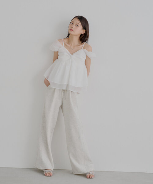 Chico ブラウス シャツ リボンデザインフレアオフショルブラウス