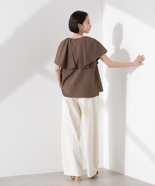 マルチサイズ ブラウス シャツ フレアスリーブブラウス レディース NATURAL BEAUTY BASIC マルチサイズ ブラウス シャツ サテン