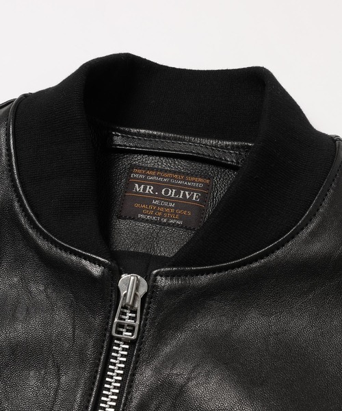 MR.OLIVE（ミスターオリーブ） レザーブルゾン MEDIUM ブラック メンズ