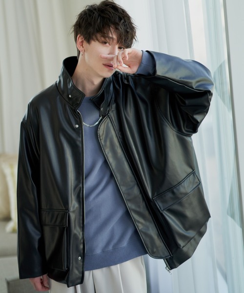 ADAMASTE ブラックレザージャケット ADAMASTE ブルゾン LARGE ブラック メンズ : ZOZOTOWN Yahoo!店 - 通販