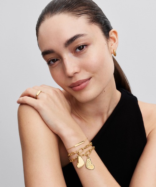 PANDORA ブレスレット エングレイバブル バー ゴールド チェーン