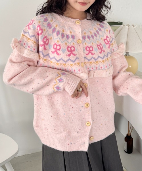 SOLLON.（ソルロン） カーディガン ラブリーリボンフリルカーディガン