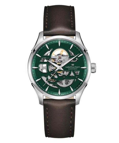 腕時計 HAMILTON 「ハミルトン」 腕時計 Jazzmaster （ジャズマスター） Skeleton オート 自動巻き 40MM グリーン×ブの画像