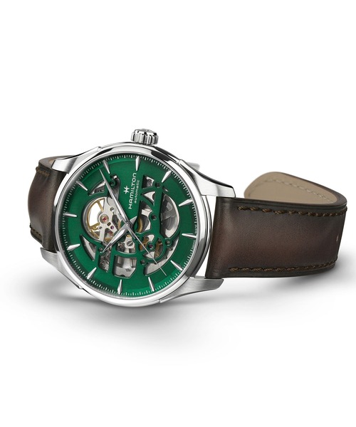 腕時計 HAMILTON 「ハミルトン」 腕時計 Jazzmaster （ジャズマスター） Skeleton オート 自動巻き 40MM グリーン×ブの画像