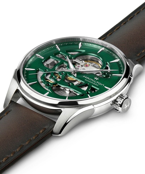 腕時計 HAMILTON 「ハミルトン」 腕時計 Jazzmaster （ジャズマスター） Skeleton オート 自動巻き 40MM グリーン×ブの画像