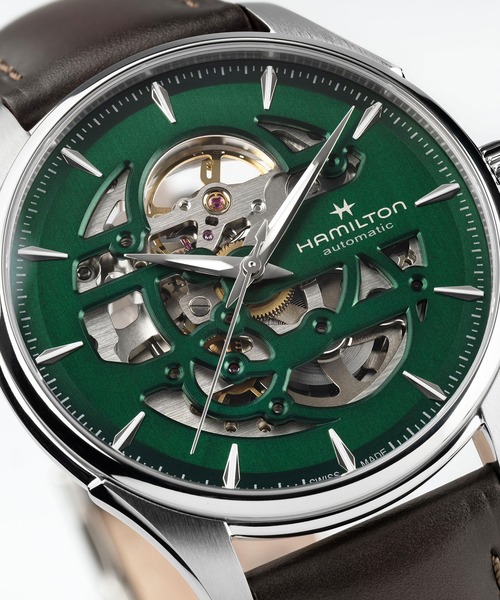 腕時計 HAMILTON 「ハミルトン」 腕時計 Jazzmaster （ジャズマスター） Skeleton オート 自動巻き 40MM グリーン×ブの画像