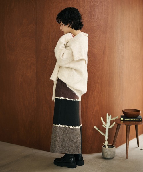 ニット セーター v neck knit pullover shawl set /Vネックショール