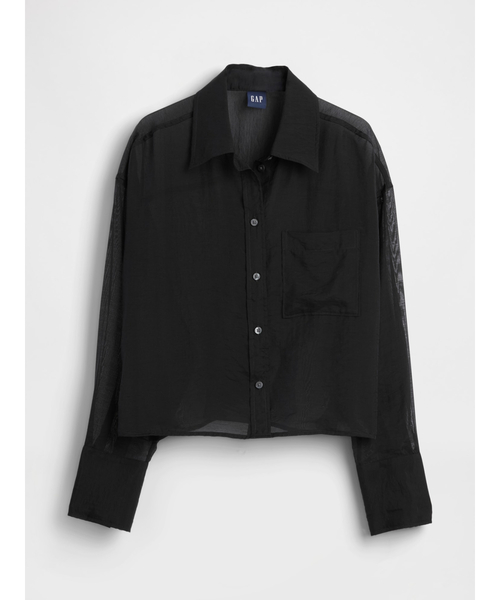 GAP（ギャップ） ブラウス シャツ シアー ストレートヘム クロップド