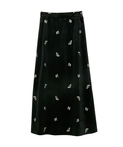 スカート フラワー刺繍ベロアロングスカート : ZOZOTOWN Yahoo!店